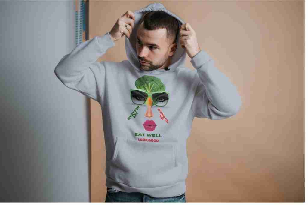 unisex hoodies with healthy lifestyle quotes .gray color