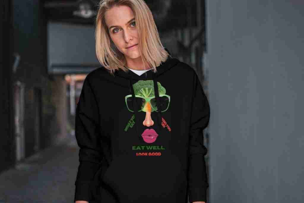 unisex hoodies with healthy lifestyle quotes .black color