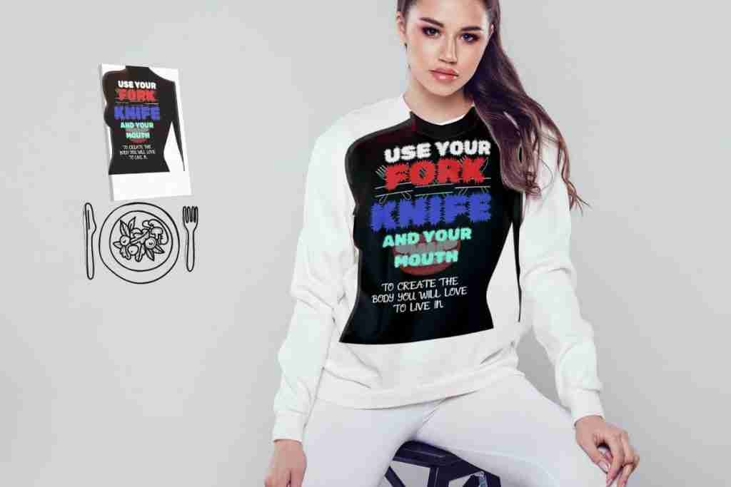 A classic  longsleave sweatshirt with healthy lifestyle quotes female mock up